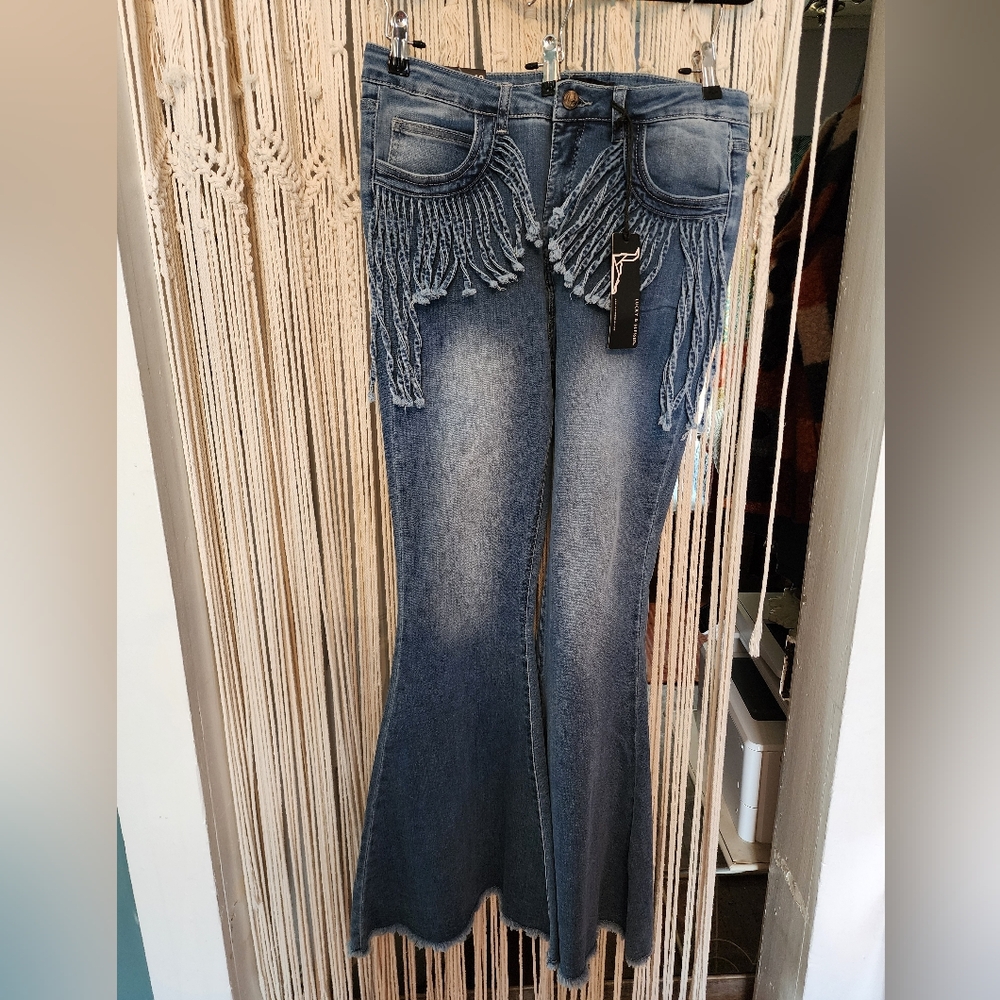 Adorable fringed jeans by Lucky and Blessed. Size 10